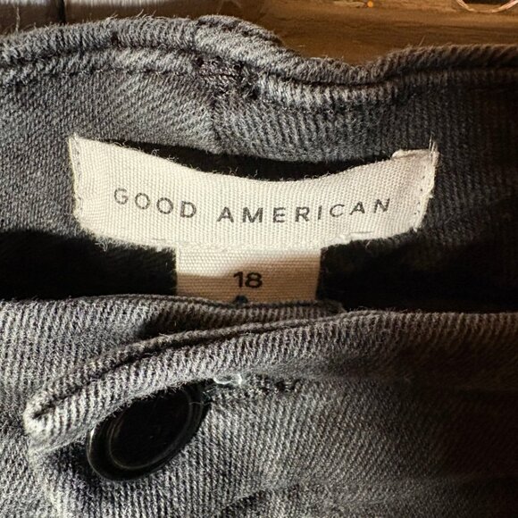 Good American Good Legs Skinny Jeans Black Distressed High Rise - Picture 9 of 10